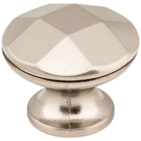 1-3/16" Diameter Satin Nickel Faceted Geometric Drake Cabinet Knob