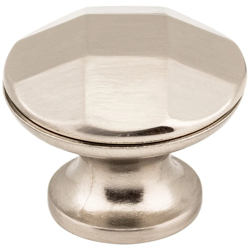 1-3/16" Diameter Satin Nickel Faceted Geometric Drake Cabinet Knob