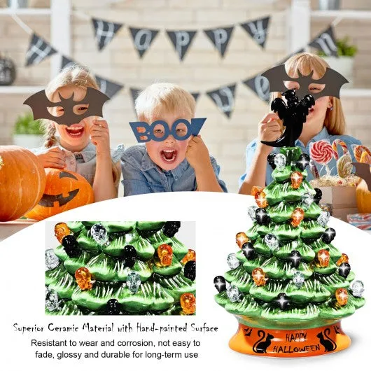 11.5" Pre-Lit Ceramic Hand-Painted Tabletop Halloween Tree