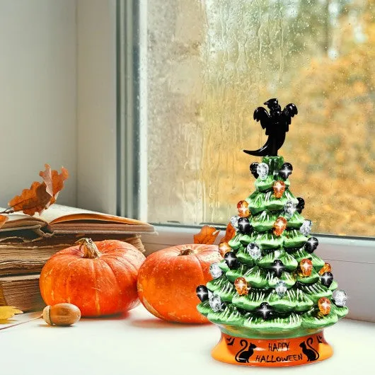 11.5" Pre-Lit Ceramic Hand-Painted Tabletop Halloween Tree