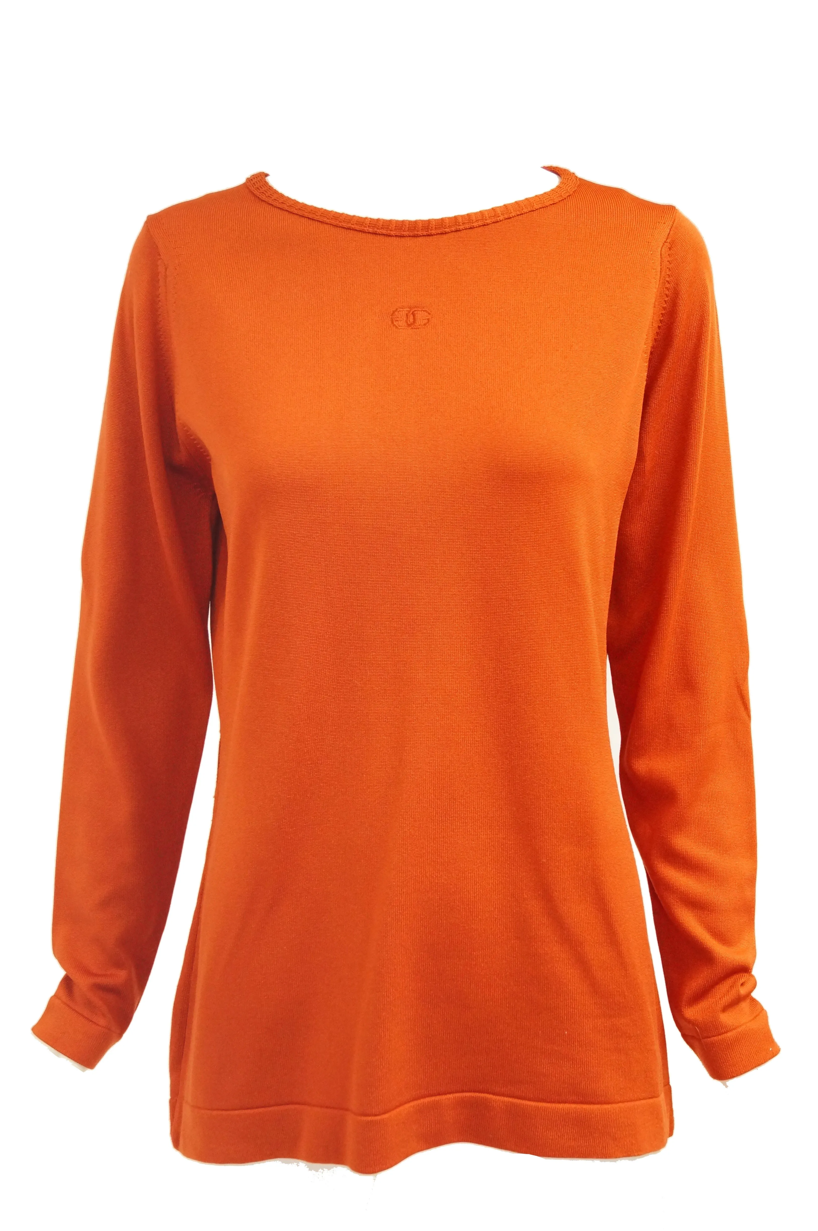 1970s Givenchy Sport Tangerine Orange Pullover Sweater