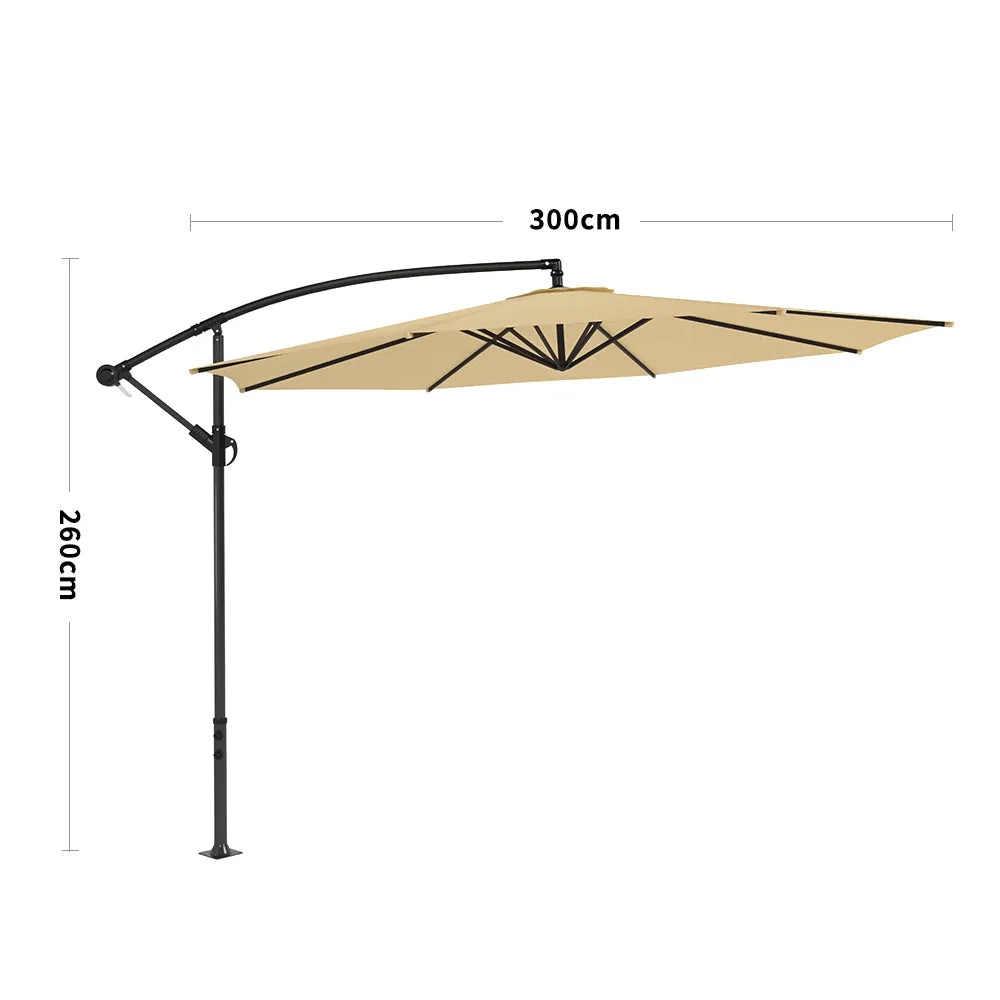 3M Taupe Sun Parasol Hanging Banana Umbrella