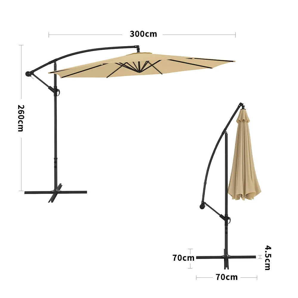 3M Taupe Sun Parasol Hanging Banana Umbrella