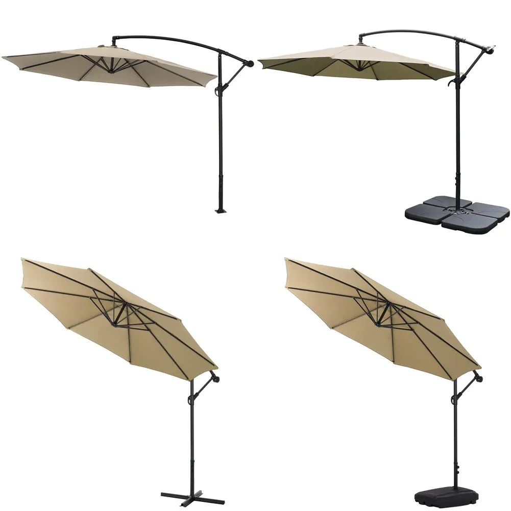 3M Taupe Sun Parasol Hanging Banana Umbrella