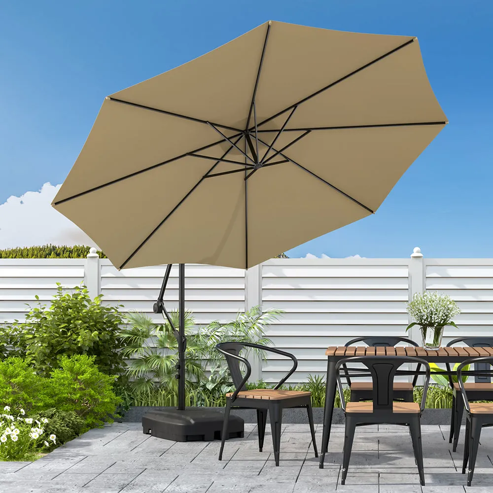 3M Taupe Sun Parasol Hanging Banana Umbrella