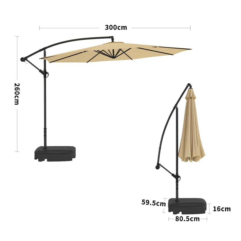 3M Taupe Sun Parasol Hanging Banana Umbrella