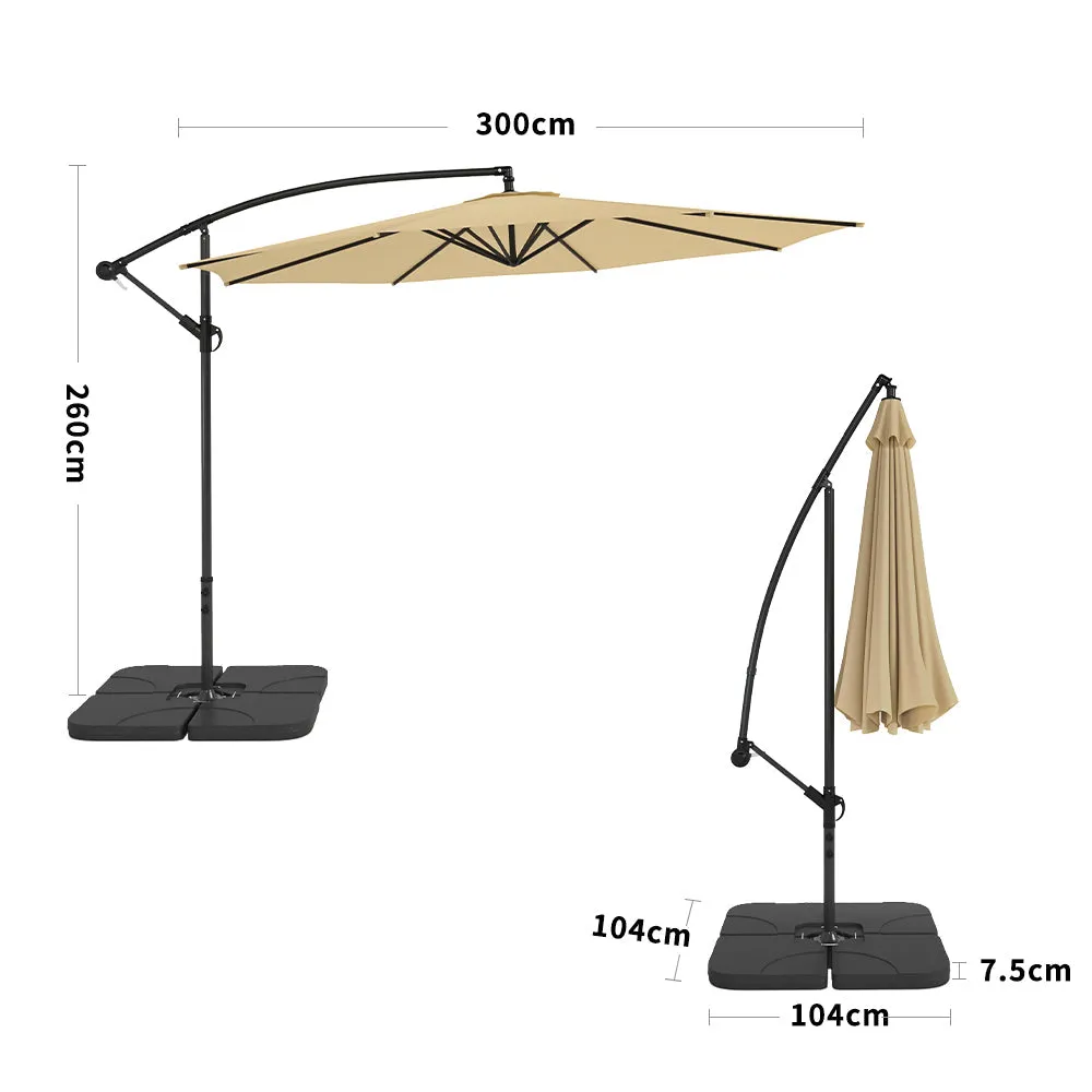 3M Taupe Sun Parasol Hanging Banana Umbrella