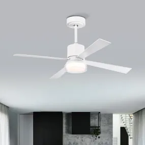 48" Matte White Simple Ceiling Fan Light Ultra-thin Ceiling Fan Dimmable