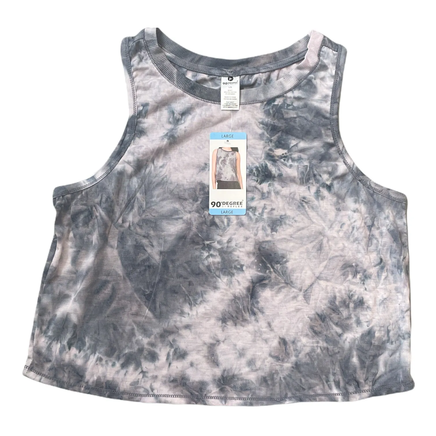 90 Degree by Reflex Women's Sporty Tie Dye Crop Muscle Tank Top