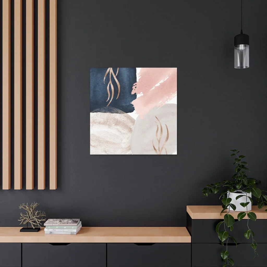 Abstract Canvas Wall Art | Navy Blush Pink Cream