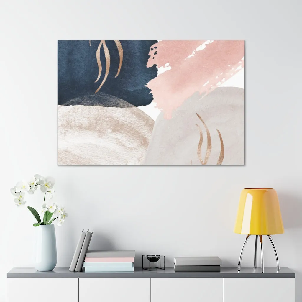 Abstract Canvas Wall Art | Navy Blush Pink Cream