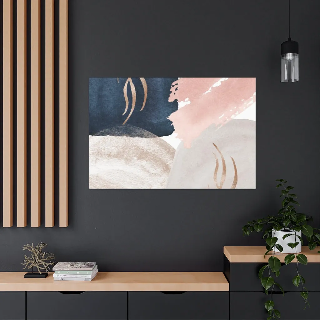 Abstract Canvas Wall Art | Navy Blush Pink Cream