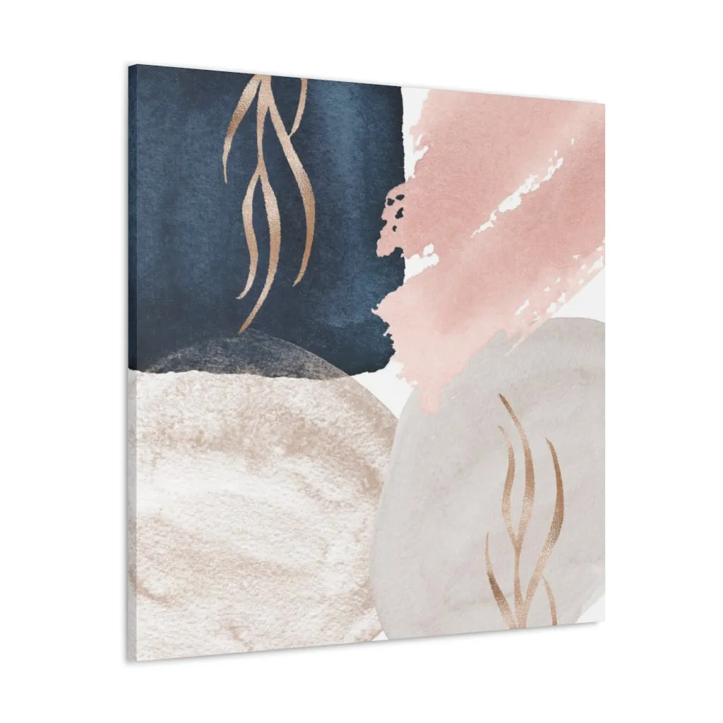 Abstract Canvas Wall Art | Navy Blush Pink Cream