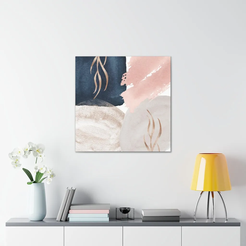 Abstract Canvas Wall Art | Navy Blush Pink Cream