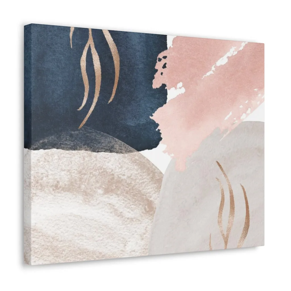 Abstract Canvas Wall Art | Navy Blush Pink Cream