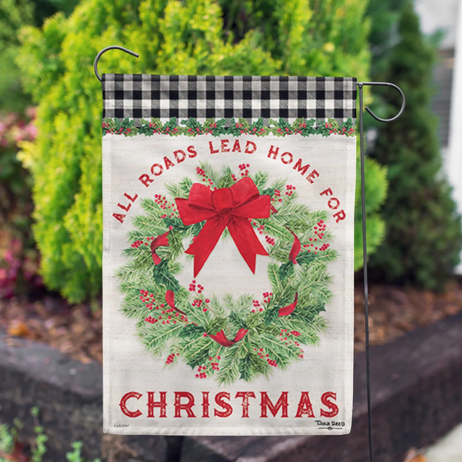 All Roads Lead Home For Christmas Garden Flag