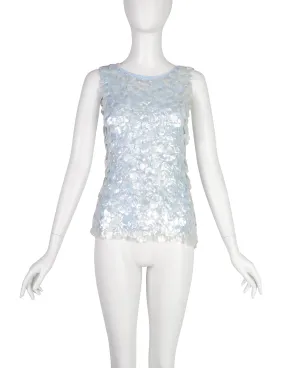 Anne Rubin Vintage 1960s Icy Blue Pearly Paillette Knit Top