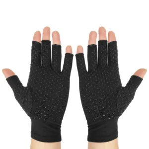 Arthritis Rehabilitation Silicone Non-slip Cycling Half Finger Gloves, Size: XL(Black)