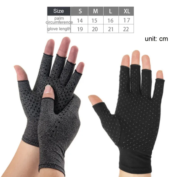 Arthritis Rehabilitation Silicone Non-slip Cycling Half Finger Gloves, Size: XL(Black)