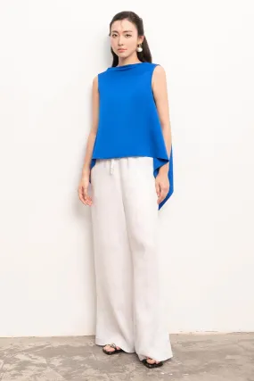 Atara Asymmetric Boat Neck Silk Top