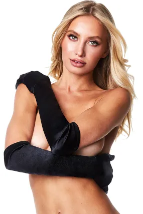 Baci Black Satin Opera Gloves