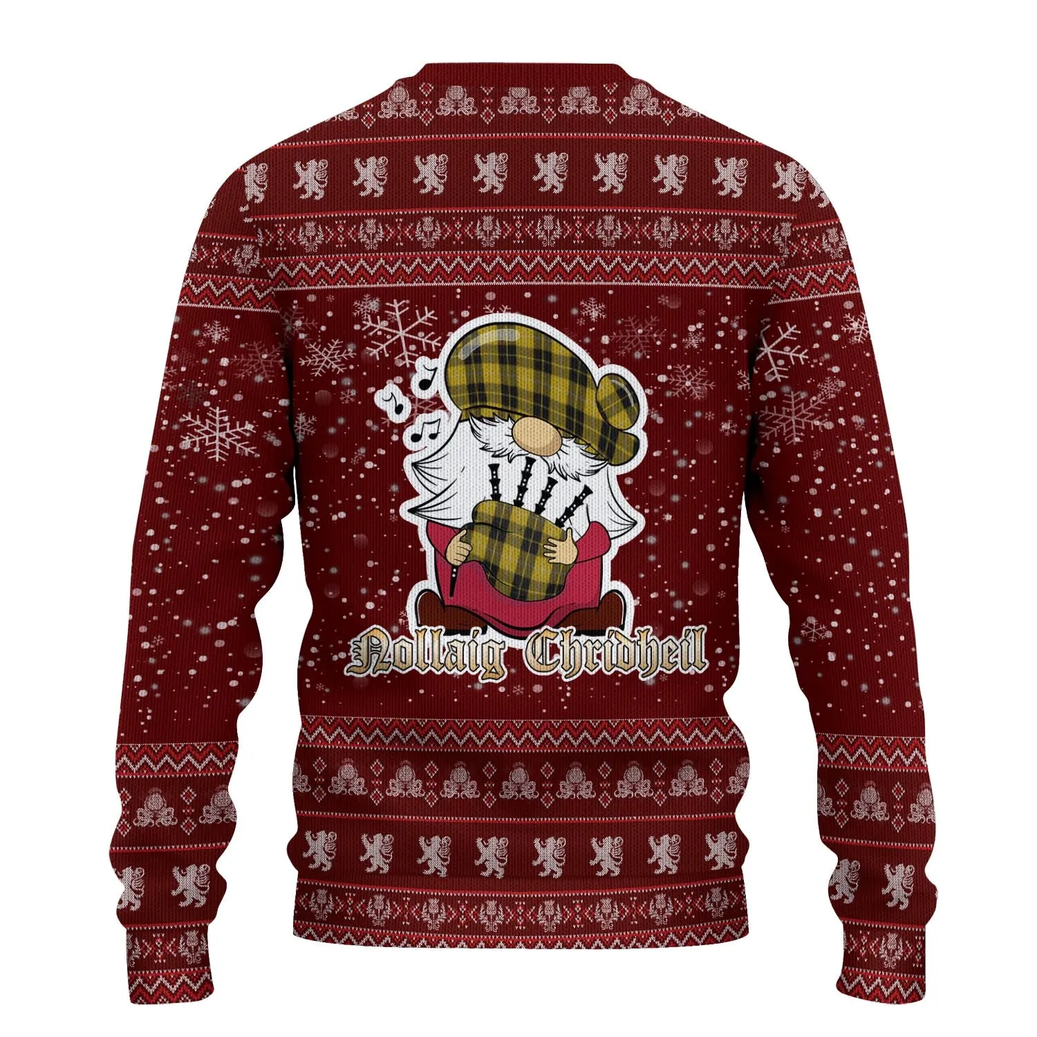 Barclay Dress Clan Christmas Family Ugly Sweater with Funny Gnome Playing Bagpipes