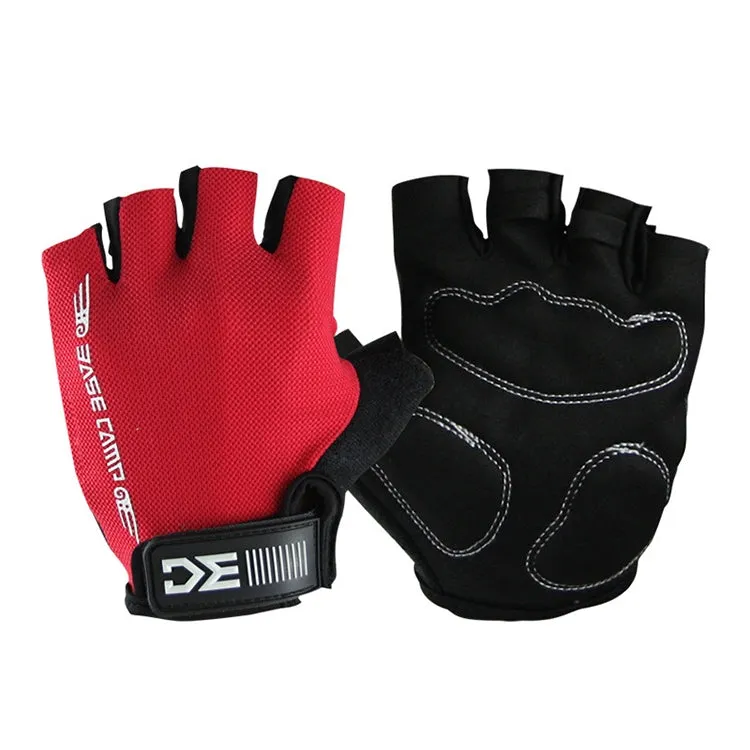 BaseCamp BC-204 Bicycle Half Finger Gloves Lycra Fabric Cycling Gloves, Size: L(Red)