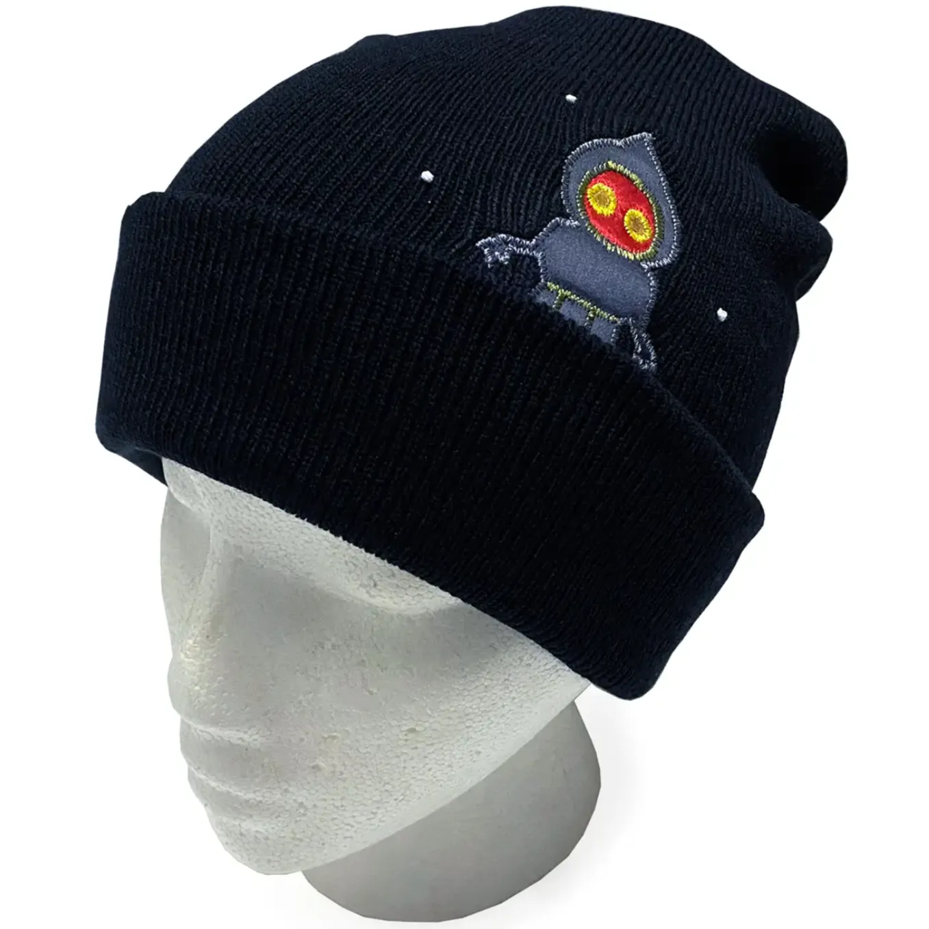 Beanie - Black With Shiny Flatwoods Monster Applique