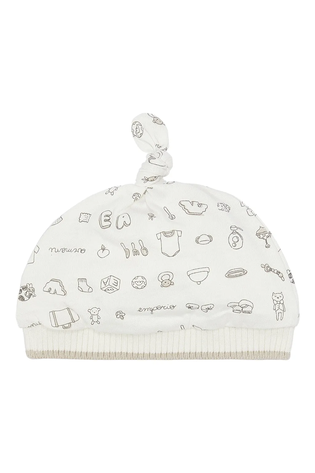 Beige Baby Graphic Print Hat