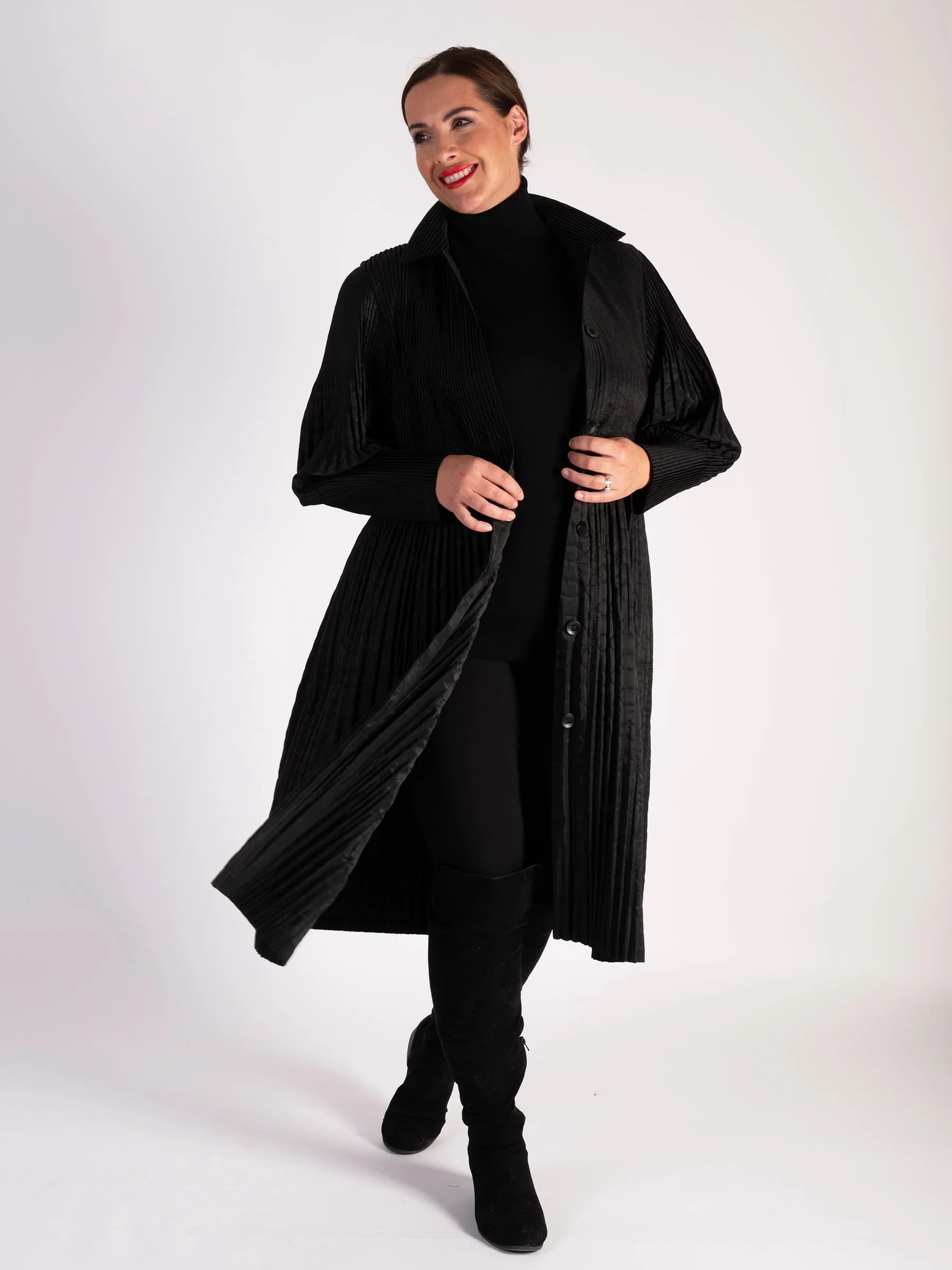 Black Long Pleated Coat