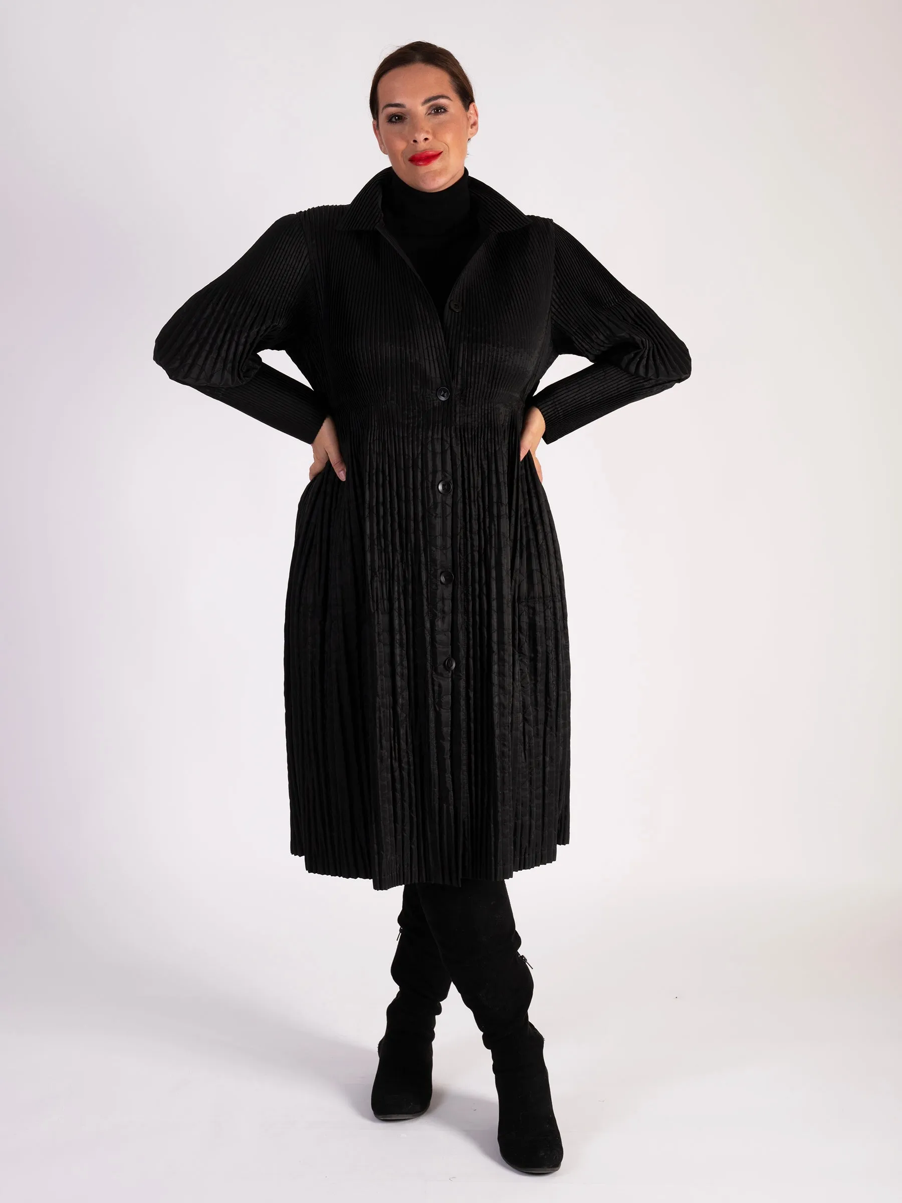 Black Long Pleated Coat