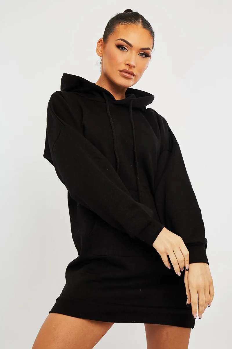 Black Oversized Hoodie Dress - Eimy