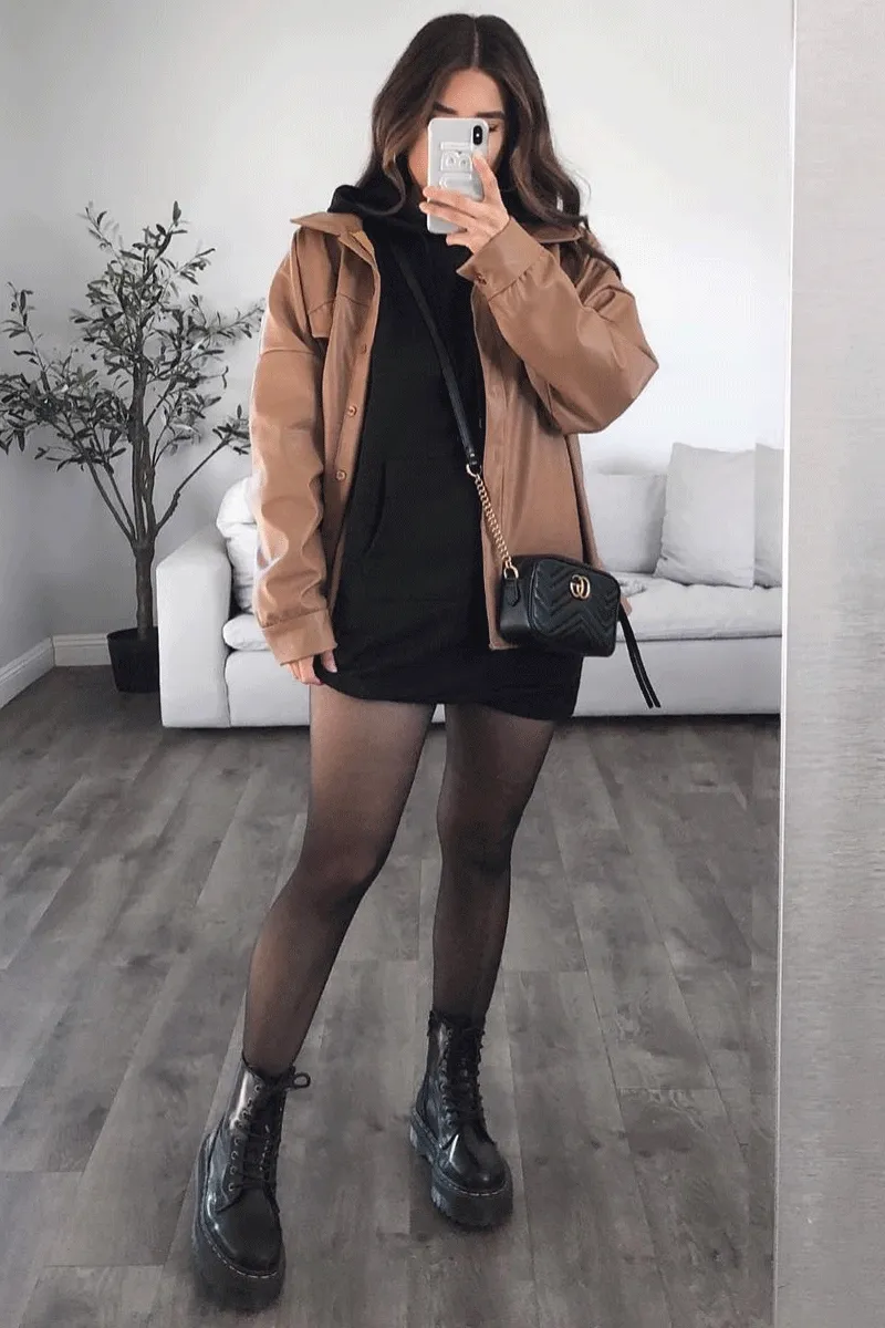 Black Oversized Hoodie Dress - Eimy