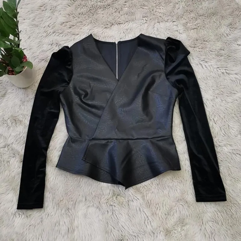 Bomb Pu Faux Leather Blouse