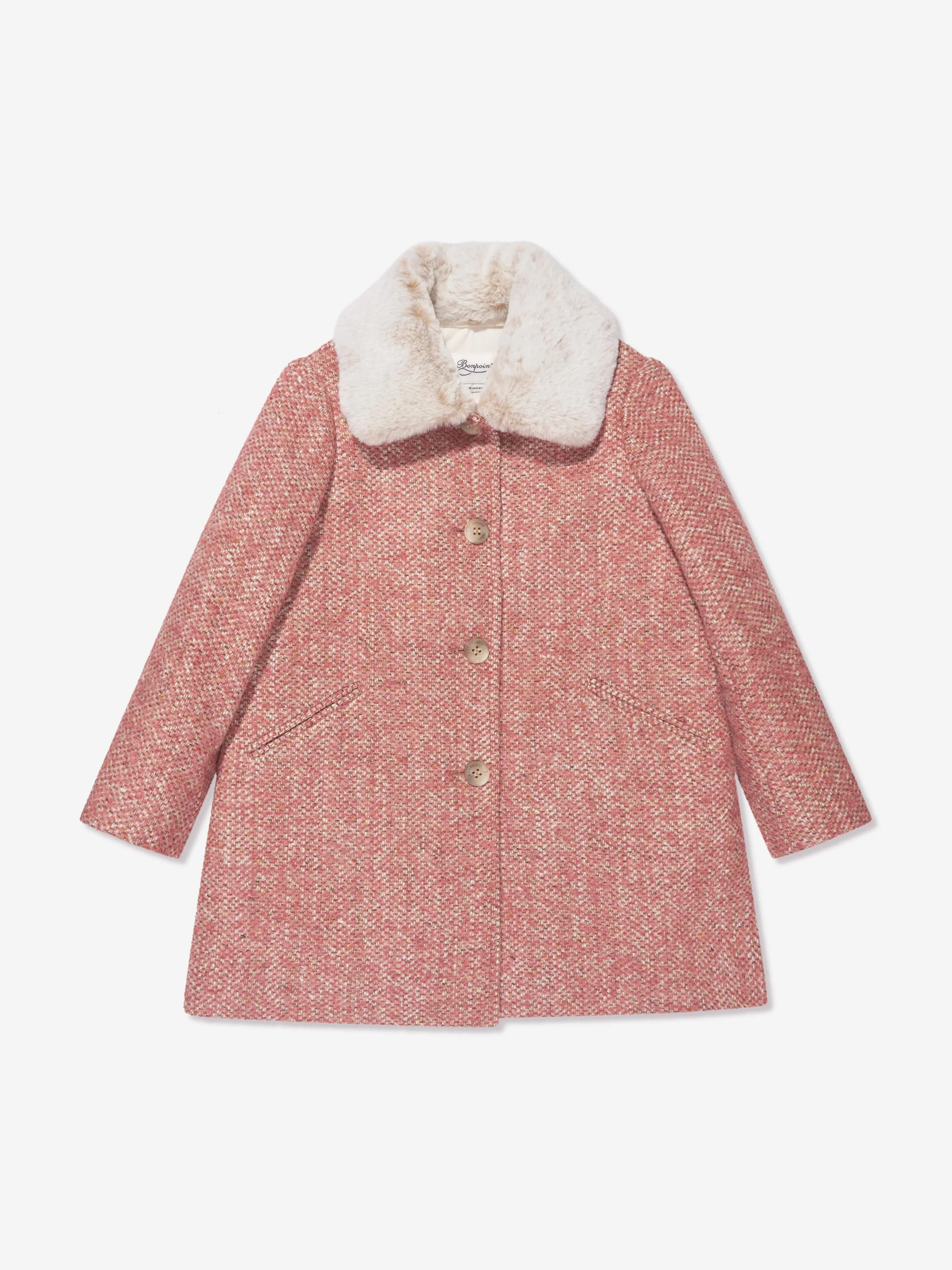 Bonpoint Girls Temaggie Wool Coat in Pink