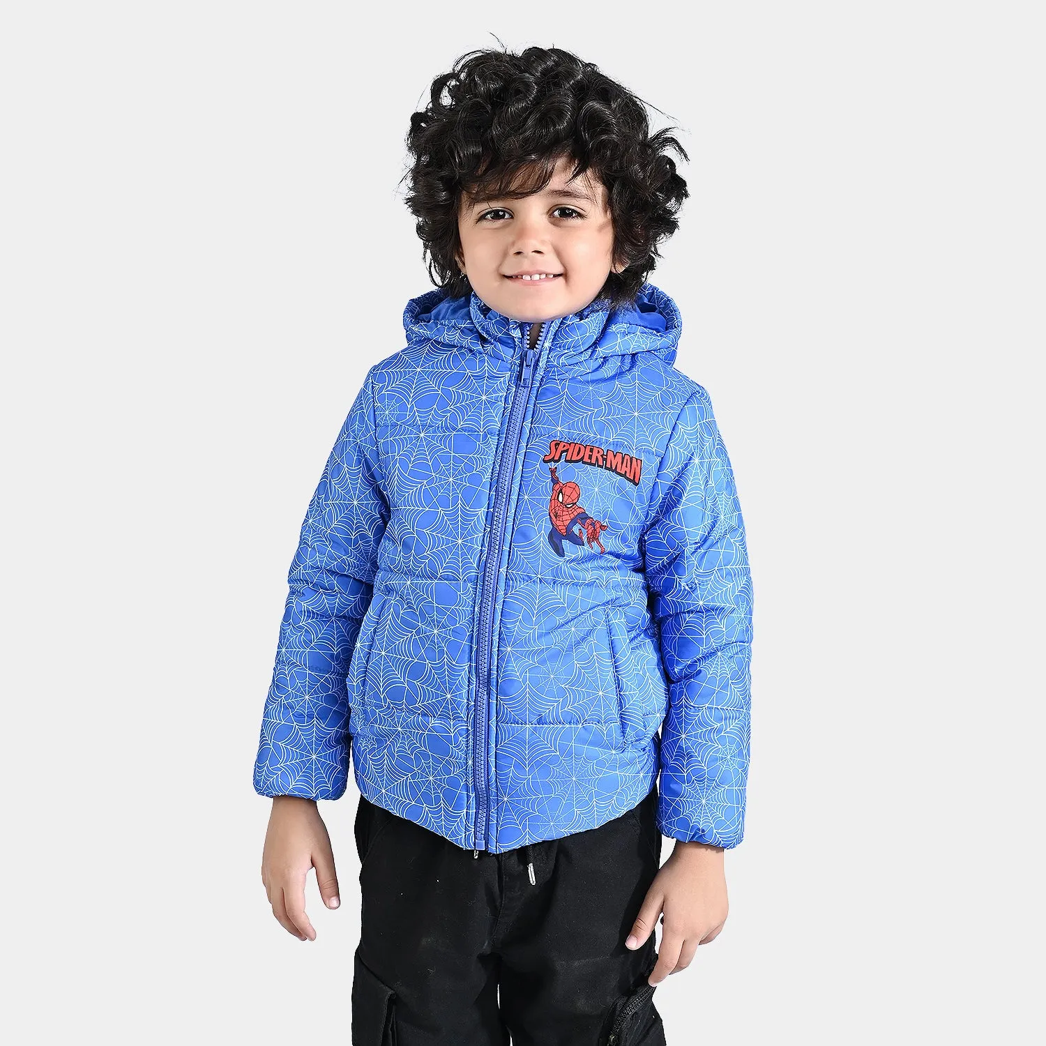 Boys Mix Taffeta Quilted Jacket Character-Printed