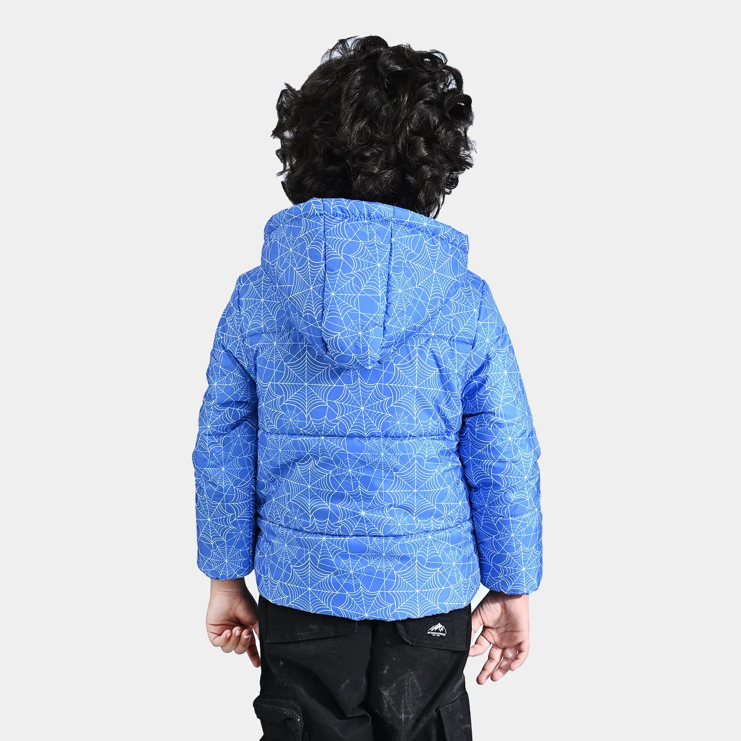 Boys Mix Taffeta Quilted Jacket Character-Printed