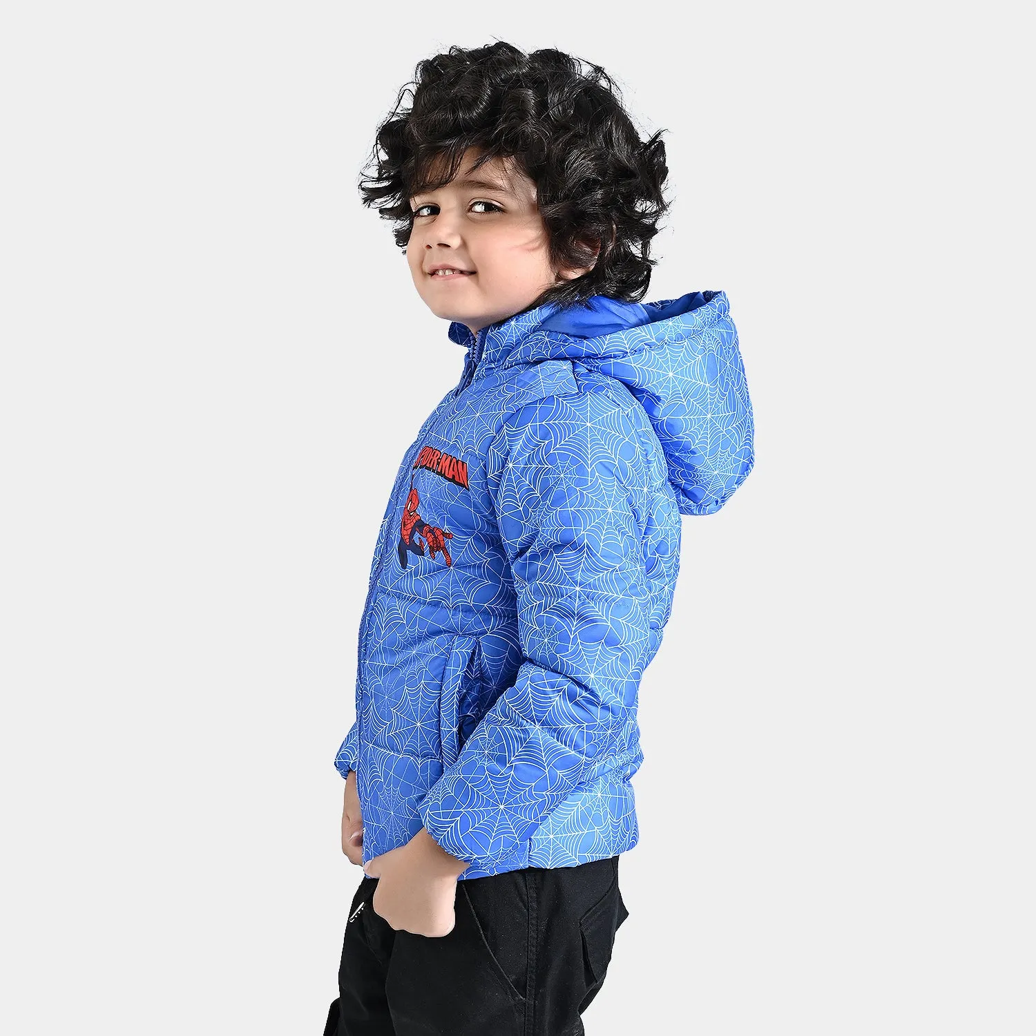 Boys Mix Taffeta Quilted Jacket Character-Printed