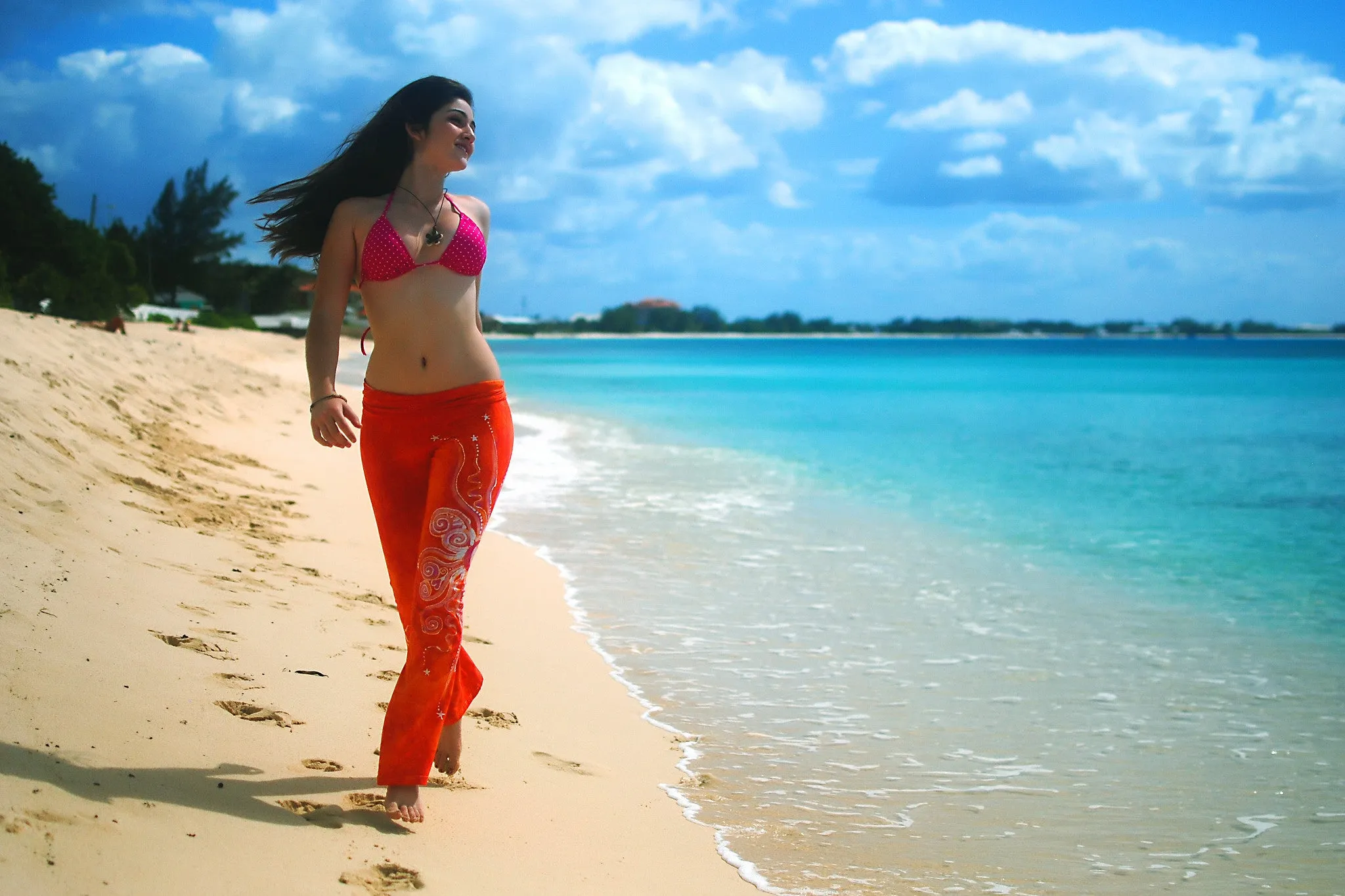 Brilliant Orange Batik Pants