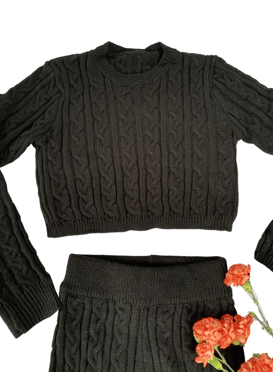 Brooklyn Knit Two Piece Cropped Sweater and Leggings Set