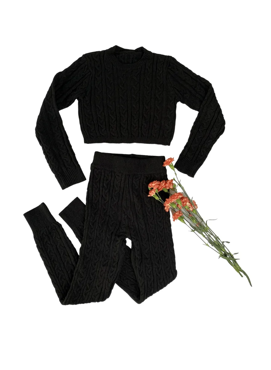 Brooklyn Knit Two Piece Cropped Sweater and Leggings Set