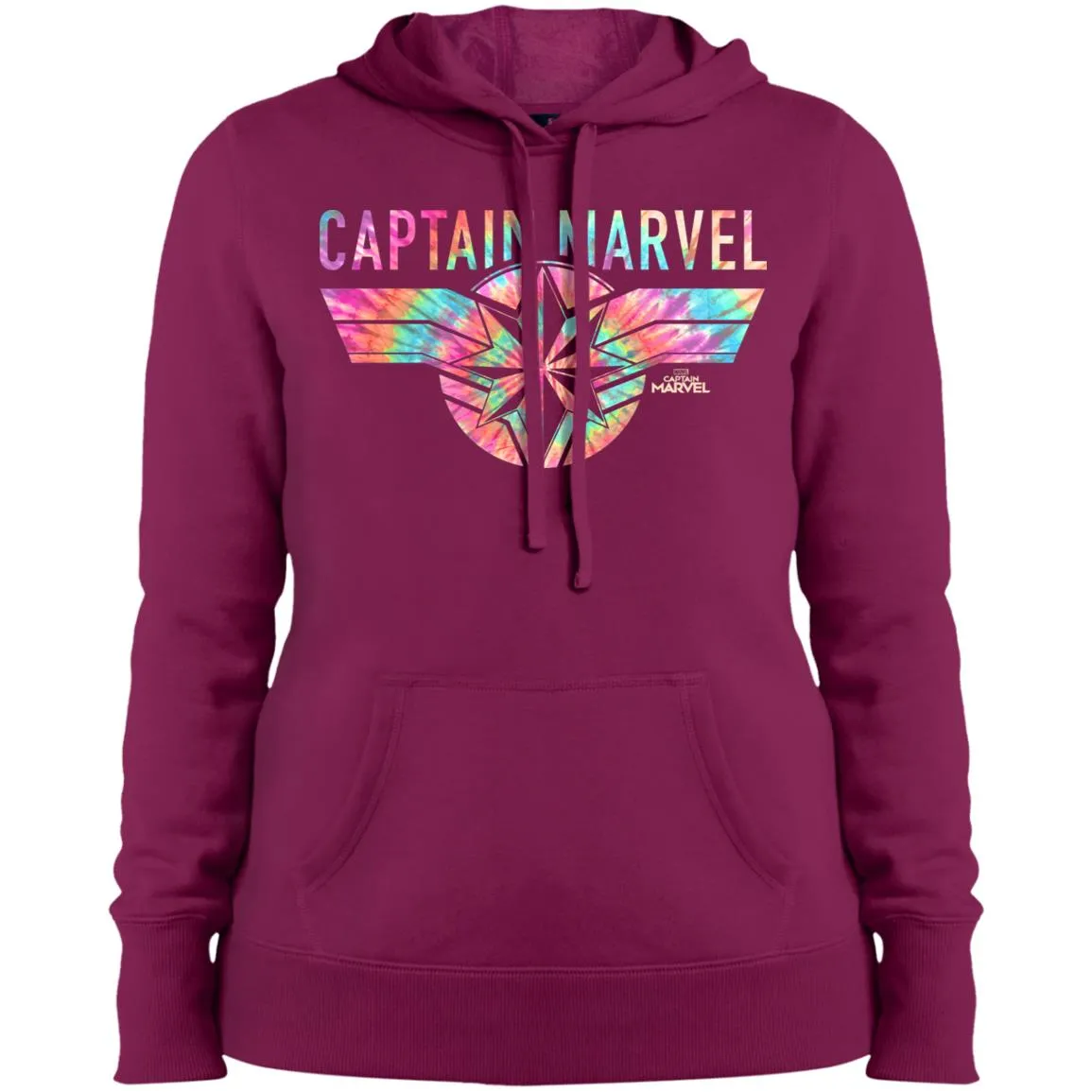 Captain Marvel Logo Banner Tie Dye Colors Women Hooded Sweatshirt