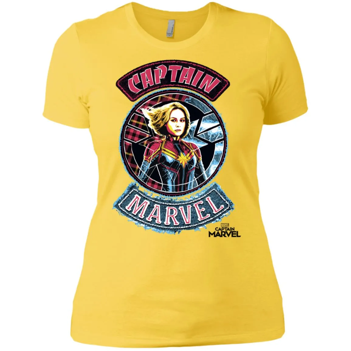 Captain Marvel Stitched Patched Portrait Women Cotton T-Shirt