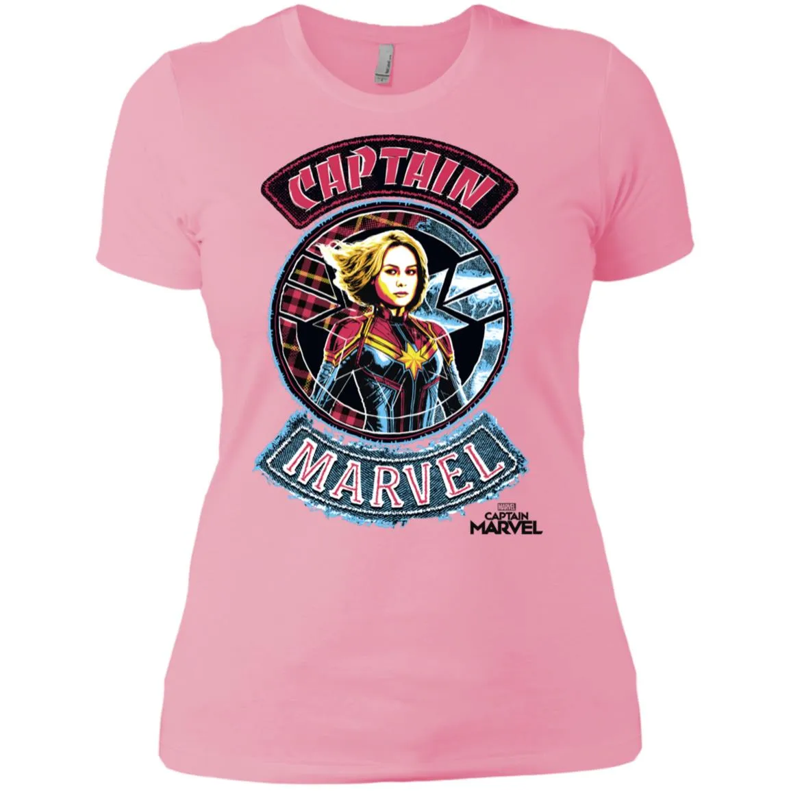 Captain Marvel Stitched Patched Portrait Women Cotton T-Shirt