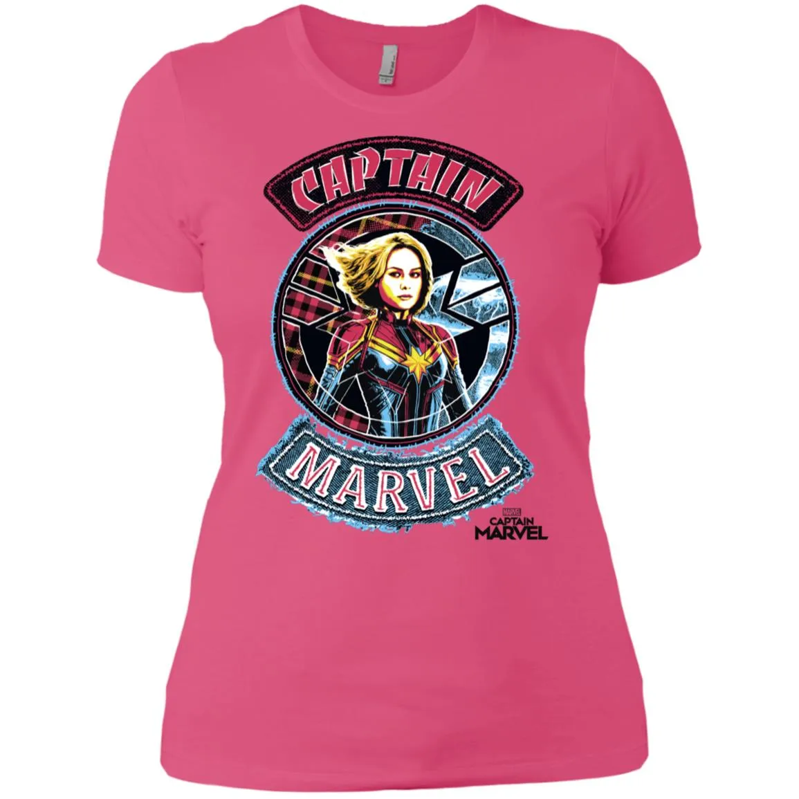 Captain Marvel Stitched Patched Portrait Women Cotton T-Shirt