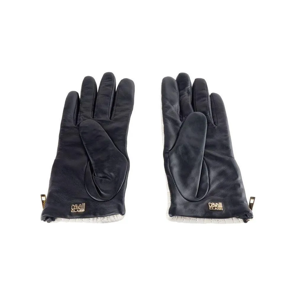 Cavalli Class Gray Lambskin Women Glove