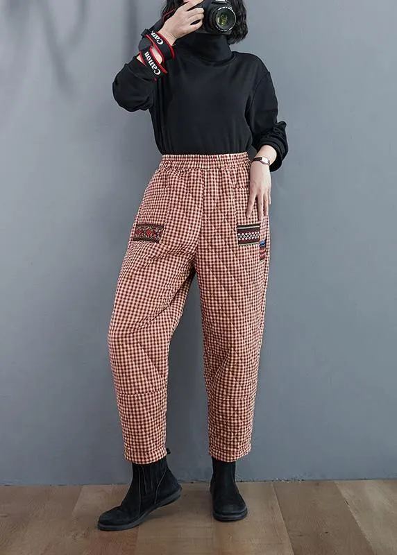 Chic red trousers Thin elastic waist thick Fashion Ideas women pants