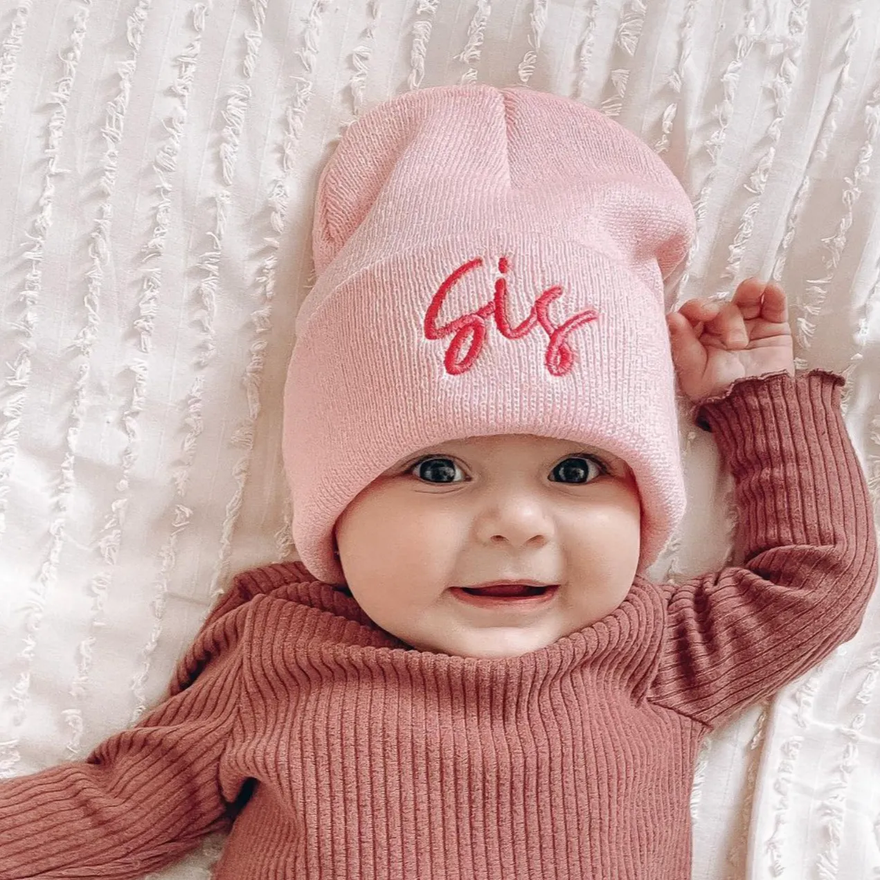 Child Beanie - SIS - Light Pink w/ Hot Pink