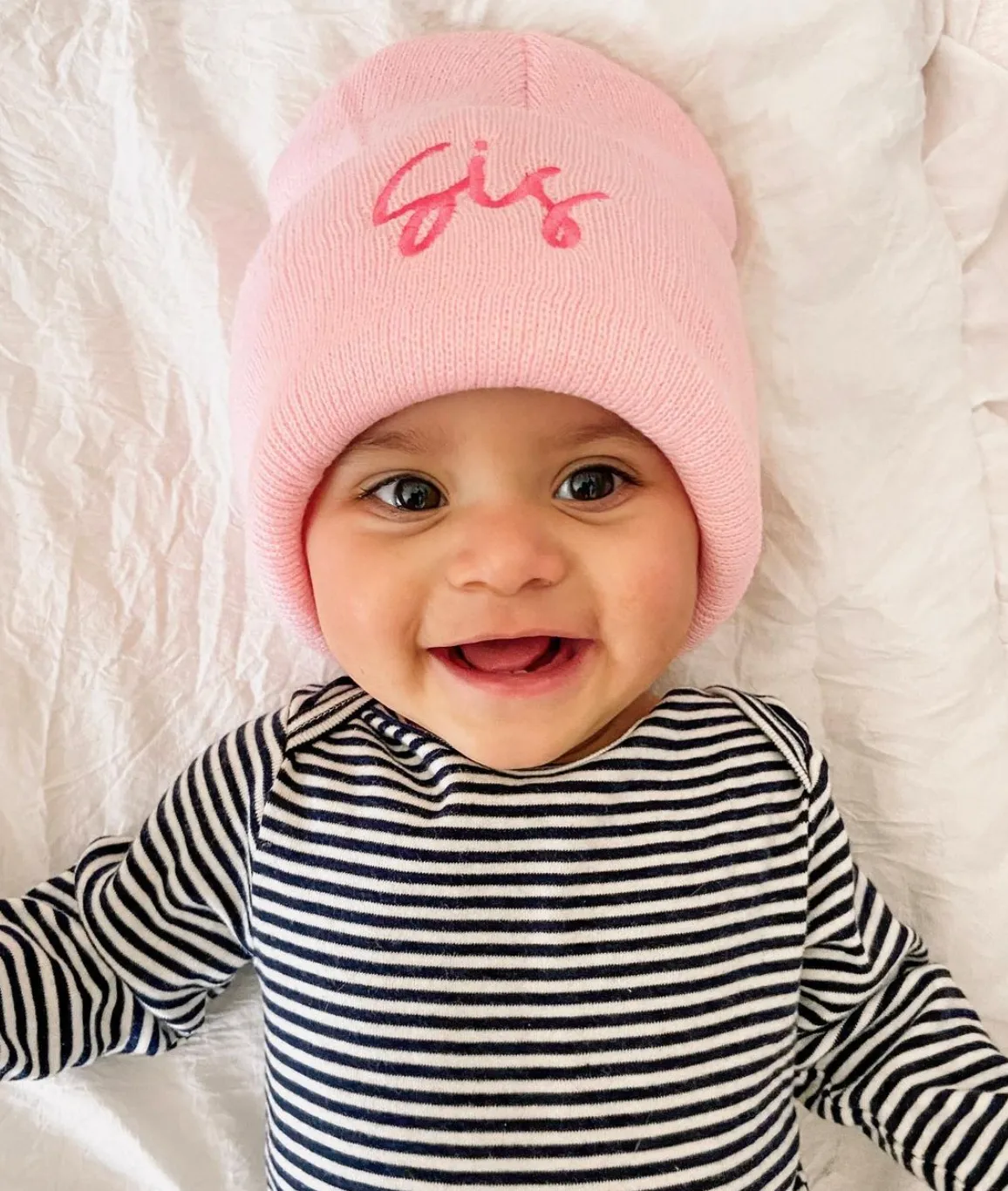 Child Beanie - SIS - Light Pink w/ Hot Pink