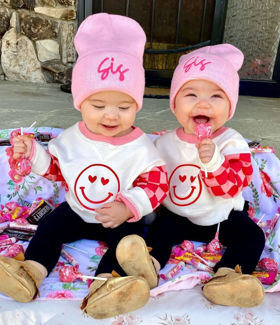 Child Beanie - SIS - Light Pink w/ Hot Pink